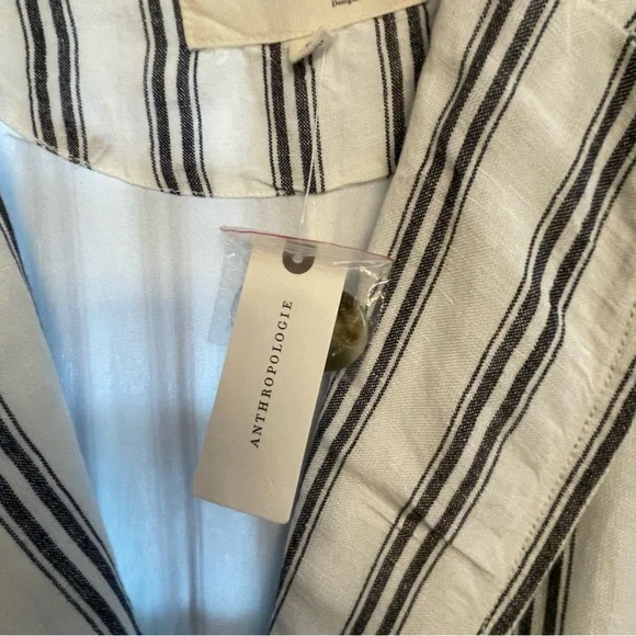 Anthropologie Pilcro White and Blue Striped Blazer Relaxed Fit - Picture 7 of 10